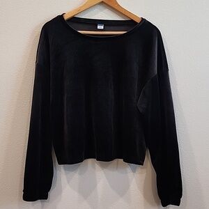 Old Navy Black Velvety Crop Sweatshirt
